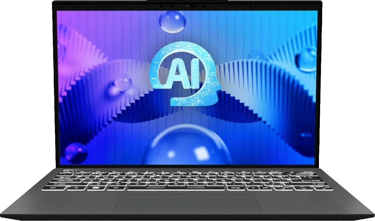 Picture of a laptop with the words 'AI' on the screen